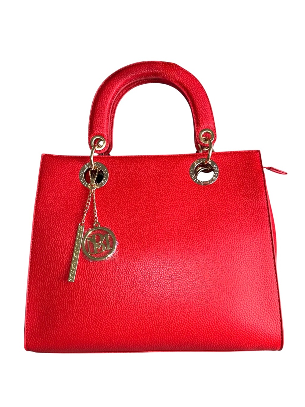 BADGLEY MISCHKA Red Structured Top-Handle Tote Handbag